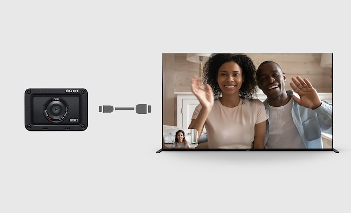 A image of video chat on the big screen of BRAVIA with connected camera