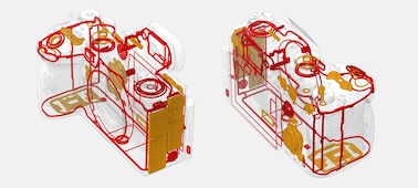 Illustration showing the camera’s dust and moisture resistance features