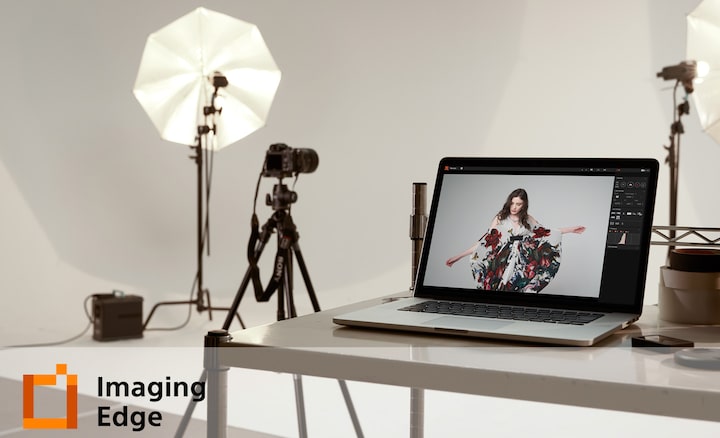 Image of a laptop computer in a photography studio