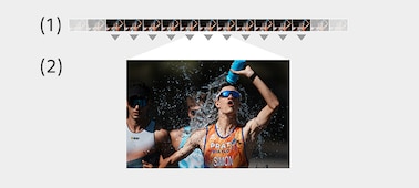 Example image of a triathlete splashing water onto his face