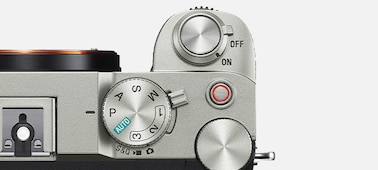 Close-up product image of camera top dials